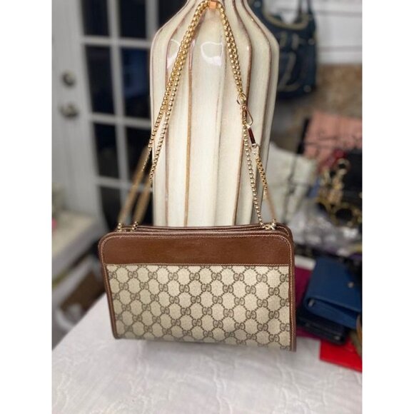 Preloved Vintage Gucci BB Beige Brown PVC Canvas Clutch/Purse – Modified for Str - Picture 3 of 6
